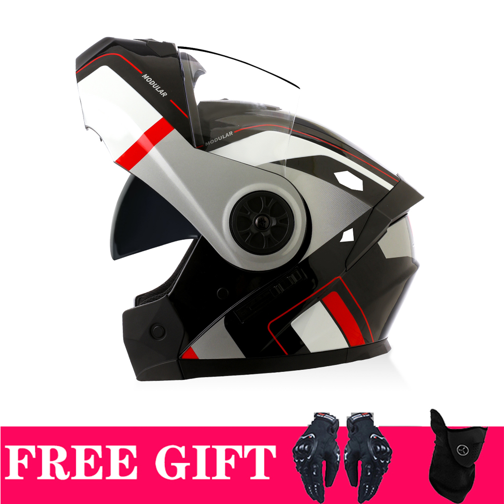 Full Face Motorcycle Helmet With Bluetooth - Double Visors Bluetooth Helmet Modular Full