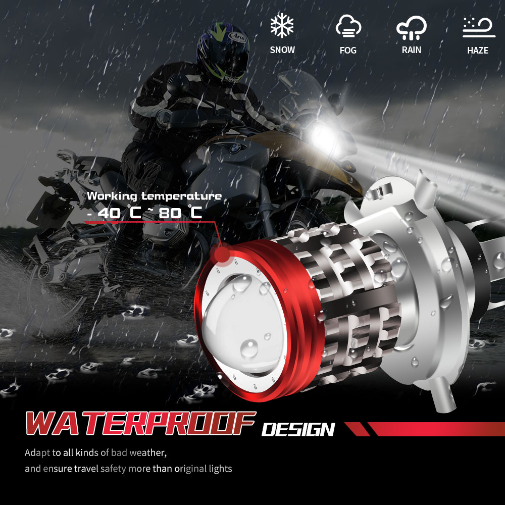 Universal Motorcycle Led Headlight Projector - Universal H4 LED Motorcycle Headlight BA20D