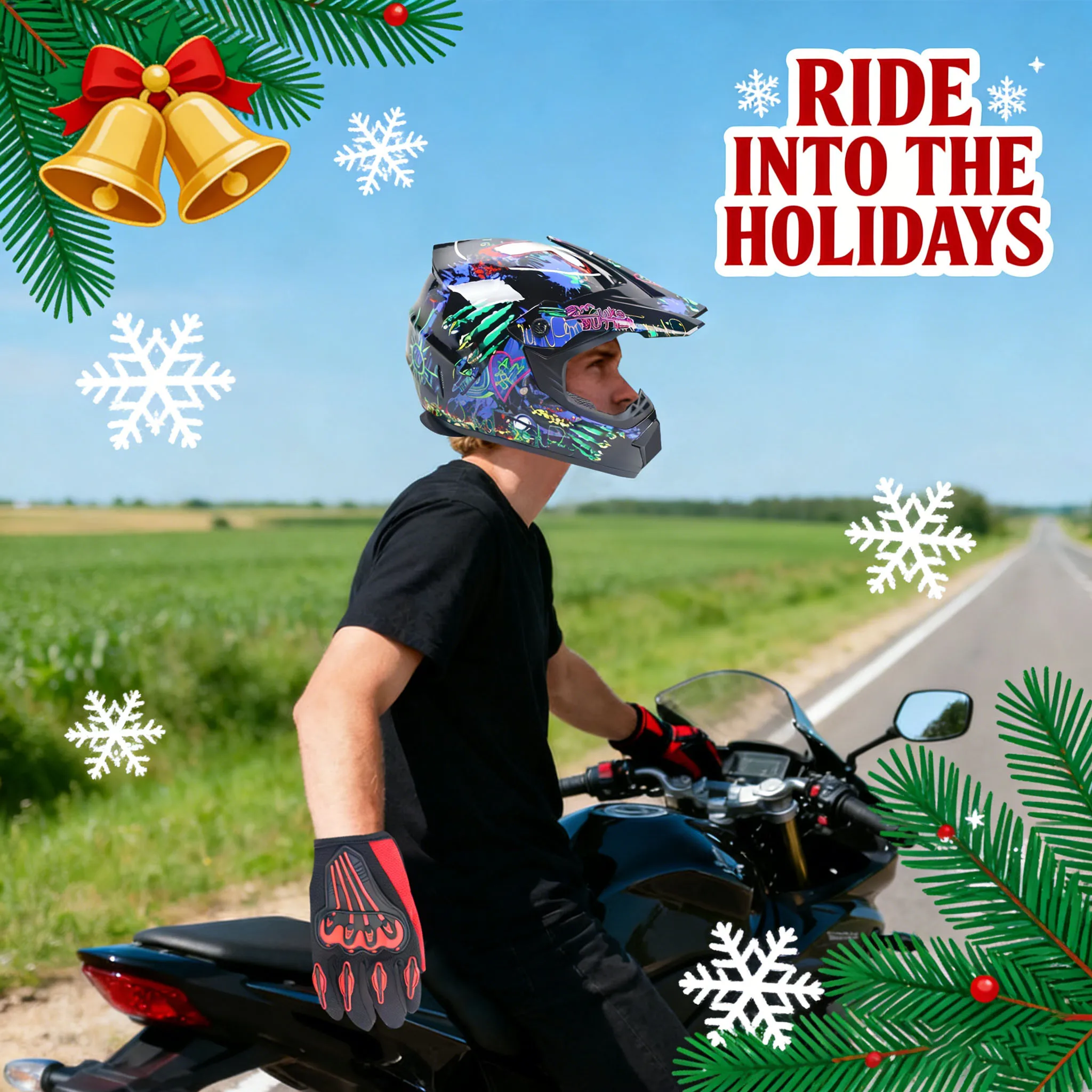 Off Road Motocross Helmet Goggles Set - Motocross Helmet Kit, Motorcycle Helmets Full