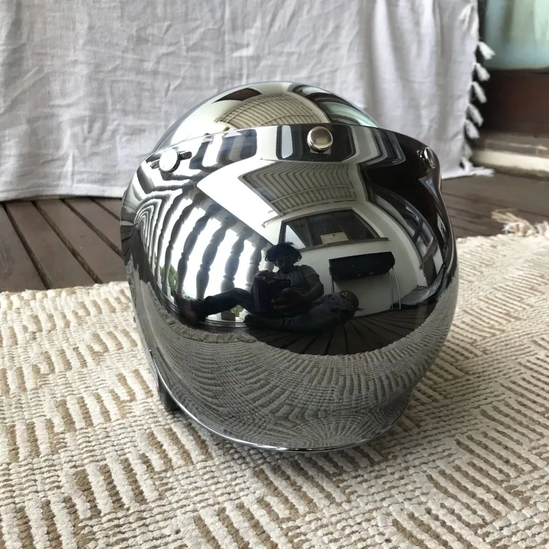 Mirror Silver Chrome Motorcycl - Vintage Open Face Retro Helmet review and price