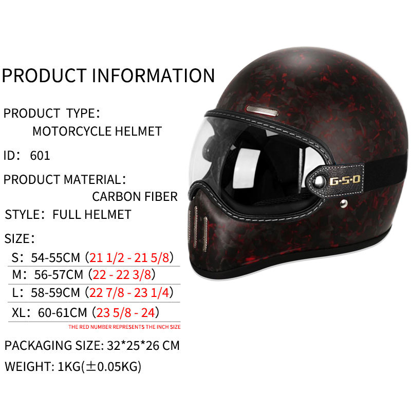 New Retro Carbon Fibre Full Fa - Carbon Fiber Lightweight Motorcycle Helmet review and price