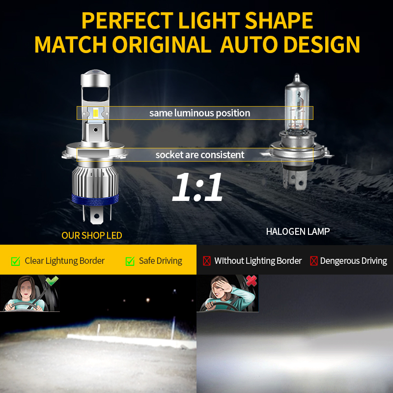 H4 HS1 LED Motorcycle Headligh - Universal Motorcycle Led Headlight Projector review and price