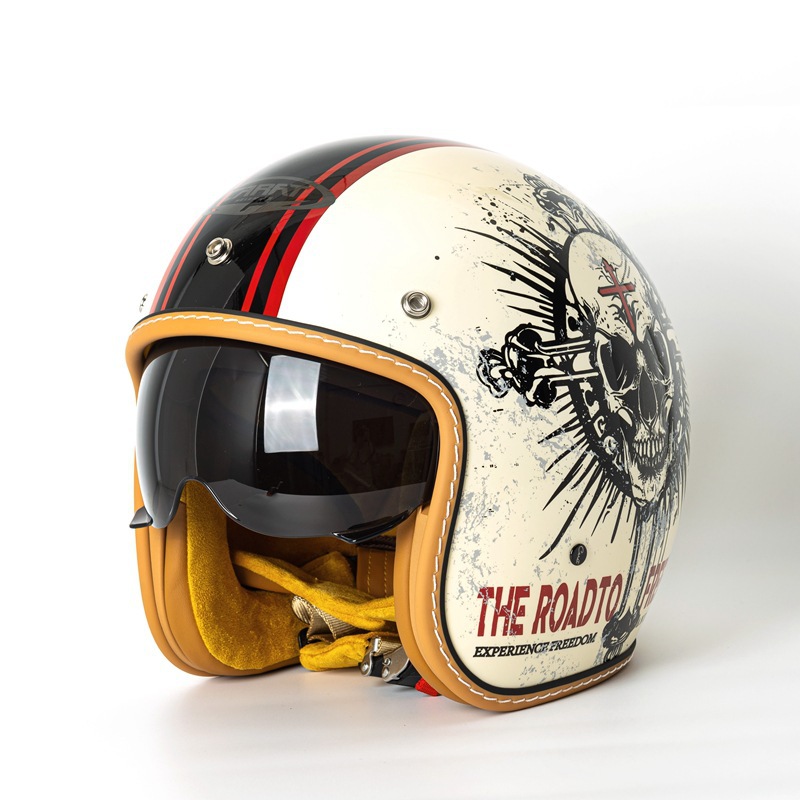 Vintage Open Face Motorcycle H - Vintage Open Face Retro Helmet review and price