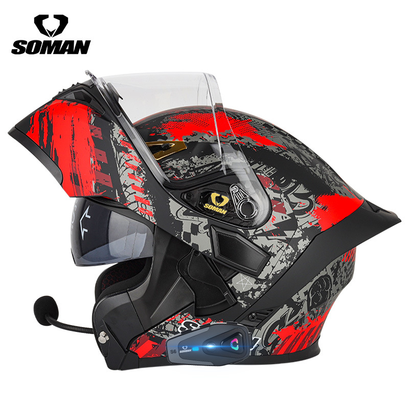 SOMAN Flip Up Motorcycle Helme - Dual Visor Motorcycle Racing Helmet review and price