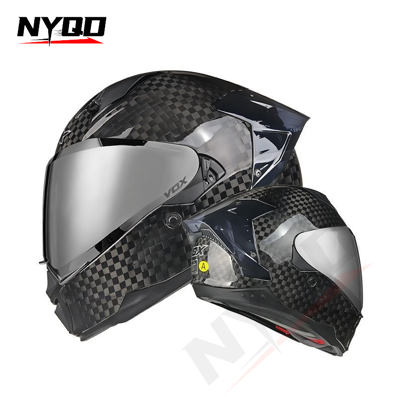 Carbon Fiber Full Face Motorcy - Dual Visor Motorcycle Racing Helmet review and price