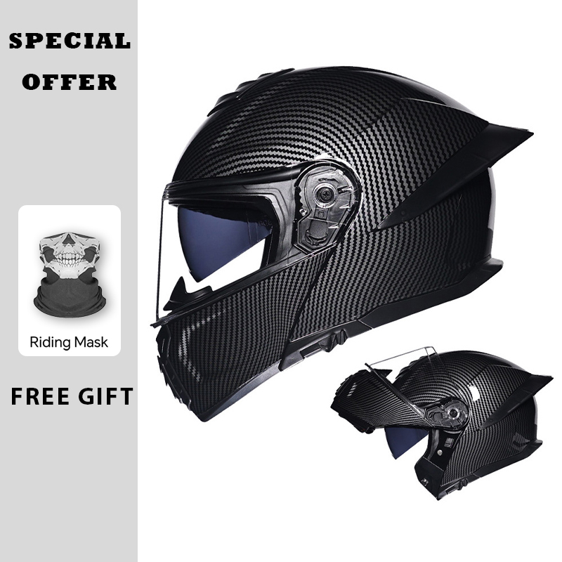 Motorcycle Flip Up Helmet Doub - Dual Visor Motorcycle Racing Helmet review and price