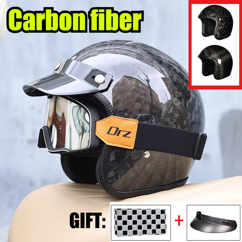 2026 Carbon Fiber Vintage Helm - Carbon Fiber Lightweight Motorcycle Helmet review and price